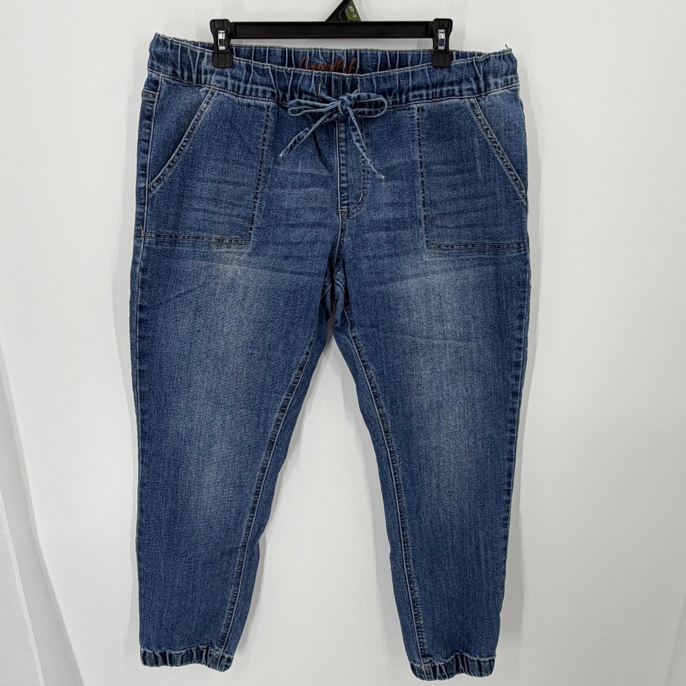 Copperflash Jogger Jeans Mid Rise Drawstring Patch Pocket 14 Blue Casual